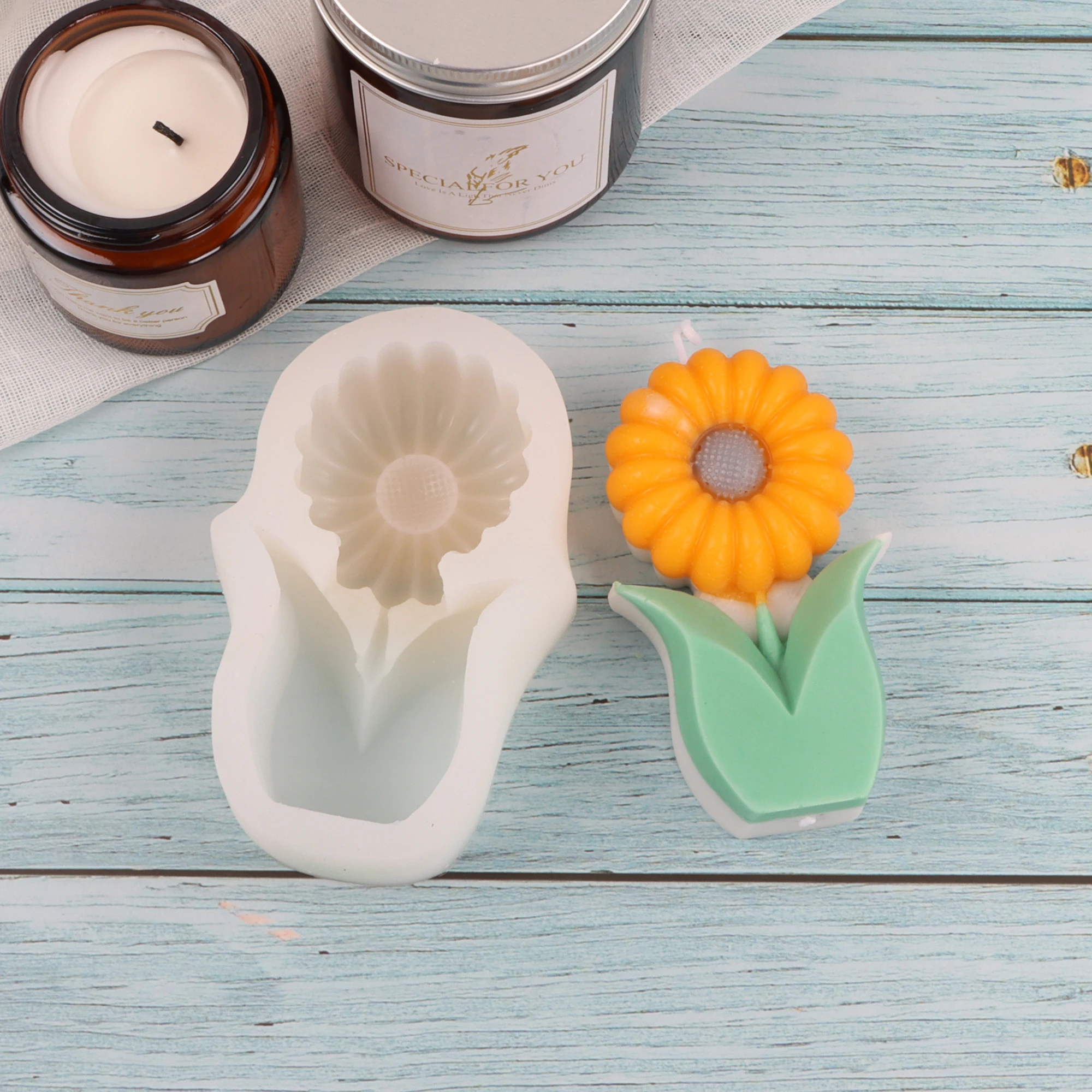 Sunflower Fondant Baking Mould Tool Cake Chocolate Dessert Muffin Decoration Aromatherapy Flower Silicone Candle Ornament Mold