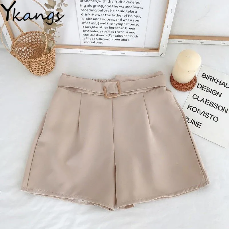 

Solid Color Elastic Waist Wide-leg Shorts Korean Style All-match Women's High Waist Shorts Summer Casual Ladies Wide-leg Shorts