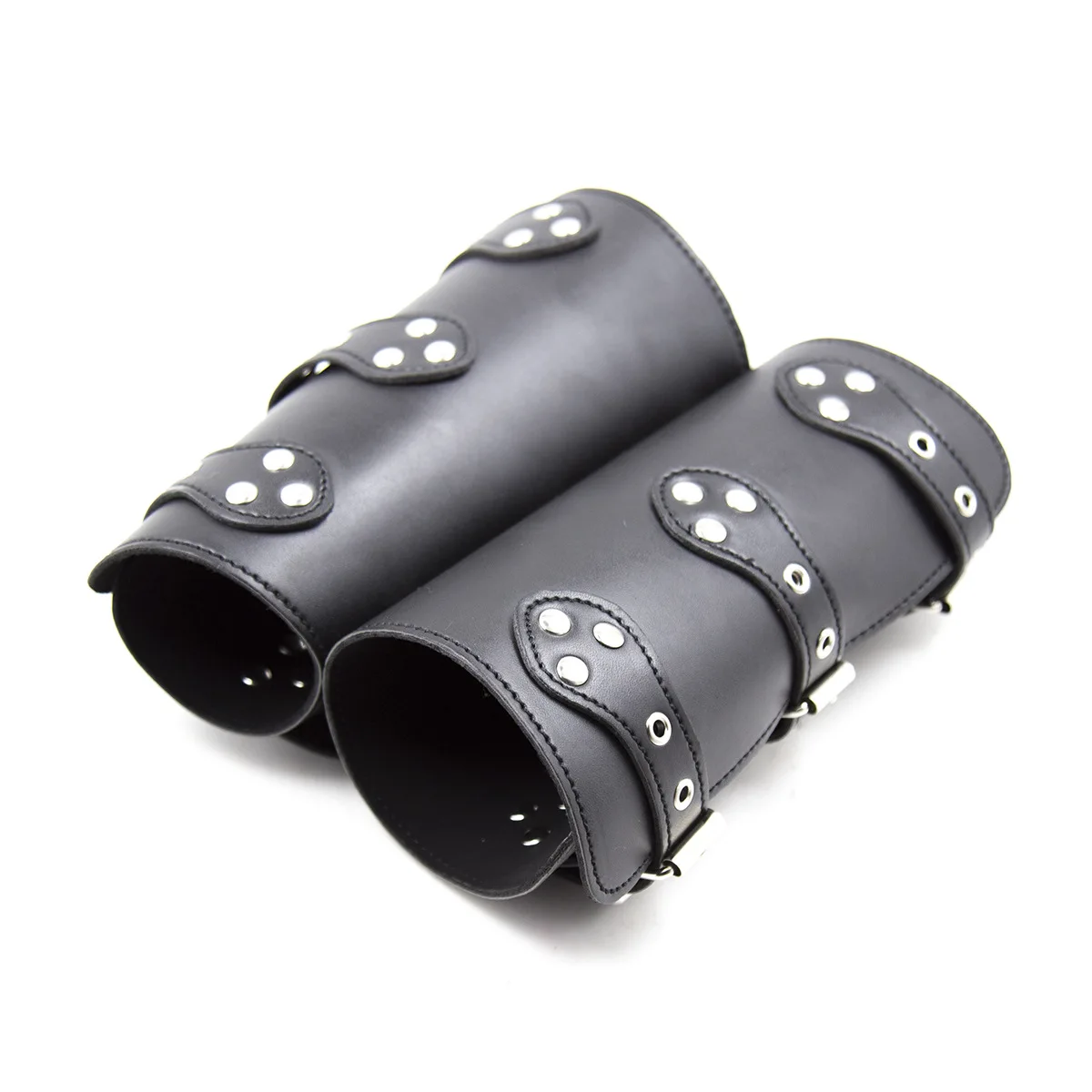 PU Leather Double Wrist Arm Binder Wristband Cuffs String Steampunk Bracers Cosplay Props BDSM Bondage Adult Game Sex Toys