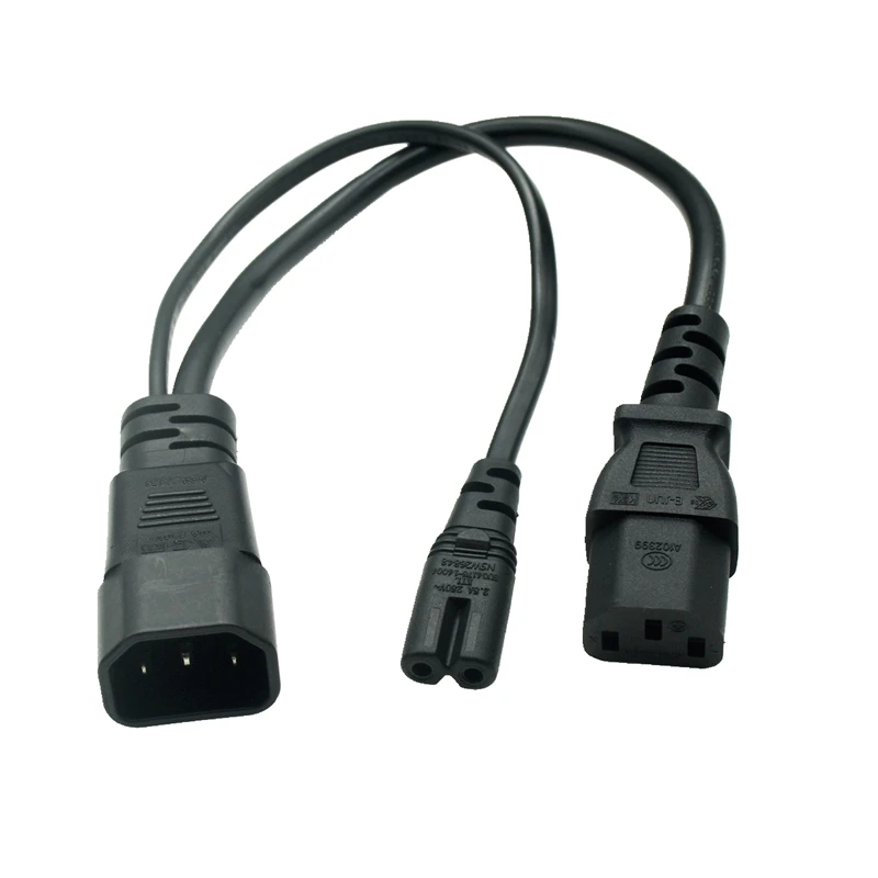 1/5pcs Power Y Type Splitter Power Cord IEC320 C14 Plug 3pin Male Power Cable Cord AC Power Adapter to C7 C13 Female Power Cable