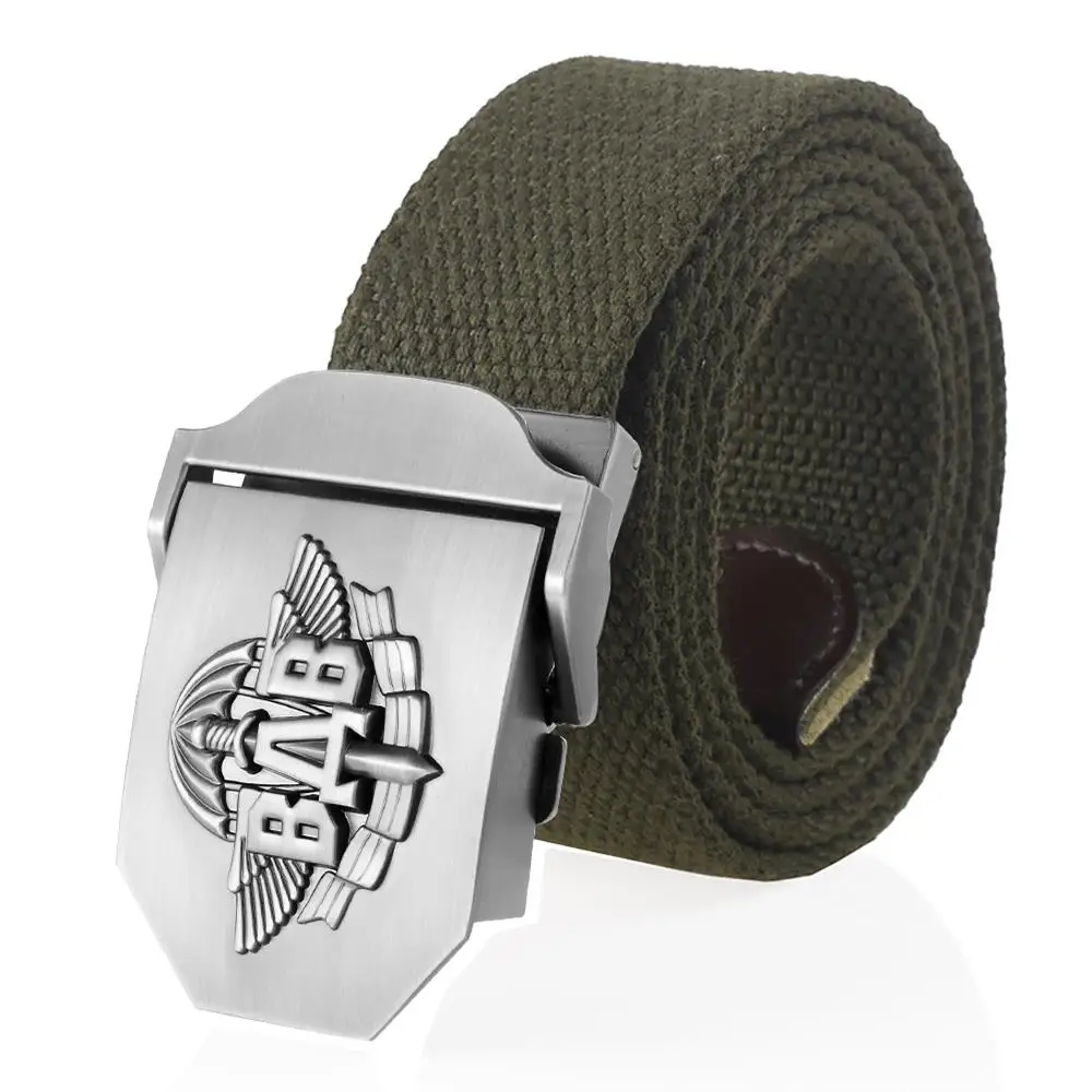 SupSindy Men Canvas Belt 3D Russian Airborne Troops VDV Metal Buckle Jeans Belts for Men Army Military Tactical Belts Male Strap