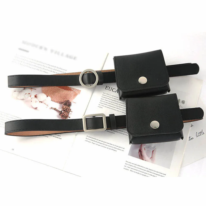 Fashion Leather Women Belt With Bag Metal Buckle Waist Strap Designer All-match Ladies Girl Trouser Dress Decoration Waistband