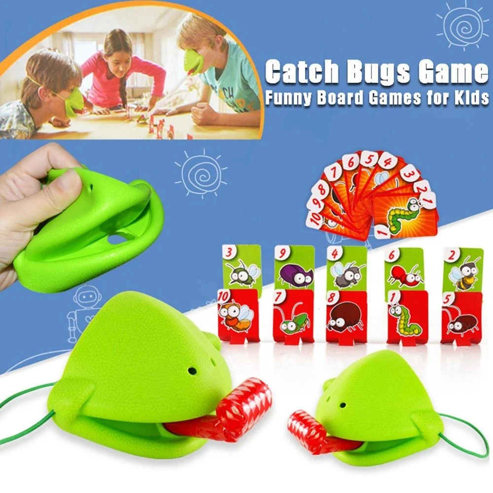 Frogs Tongue Out Gags Take Card Tongue Tic-Tac Chameleon Funny kids Table Board Game For Family Party Lick Cards Toy Set