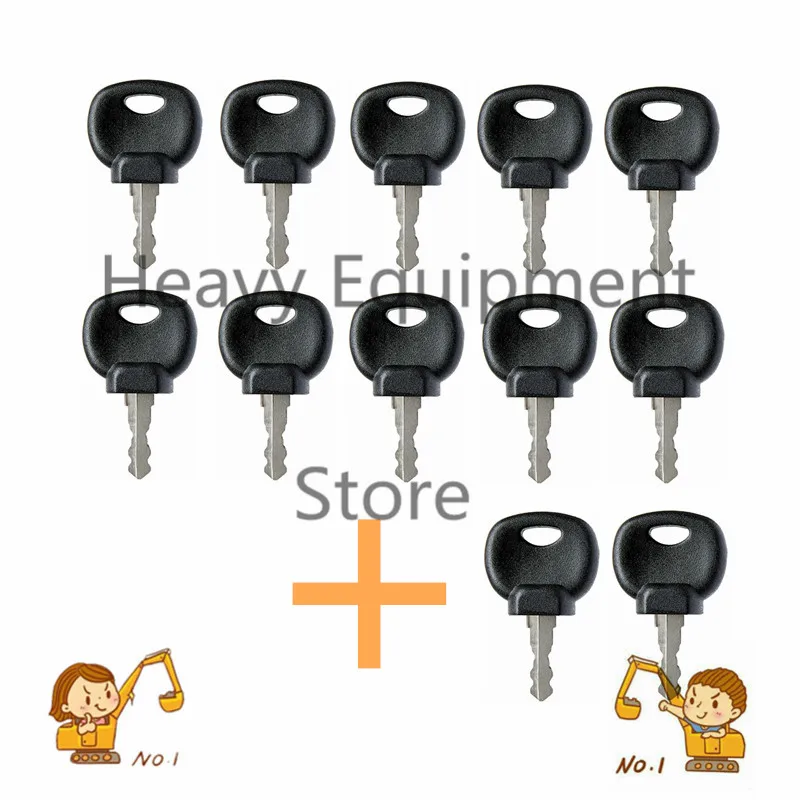 

12PC 14607 IGNITION KEY PLANT APPLICATIONS FOR JCB 3CX BOMAG HATZ MANITOU TRACTOR 14707 14603