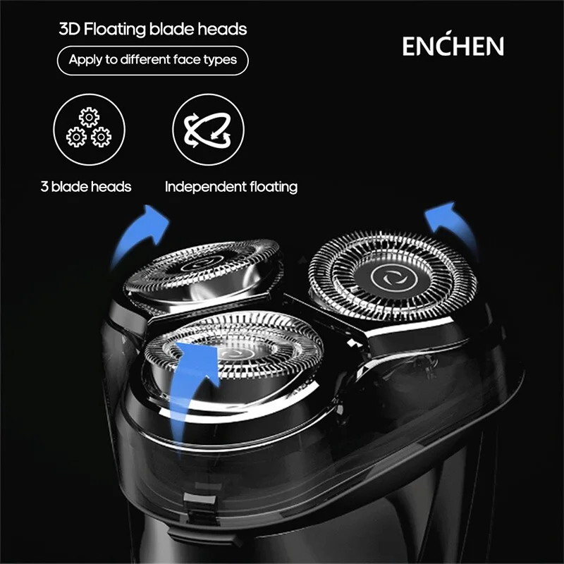 ENCHEN Blackstone 3D Electric Shaver Razor For Men IPX7 Waterproof Wet&Dry Dual Use LCD Display Face Beard Shaving Razor