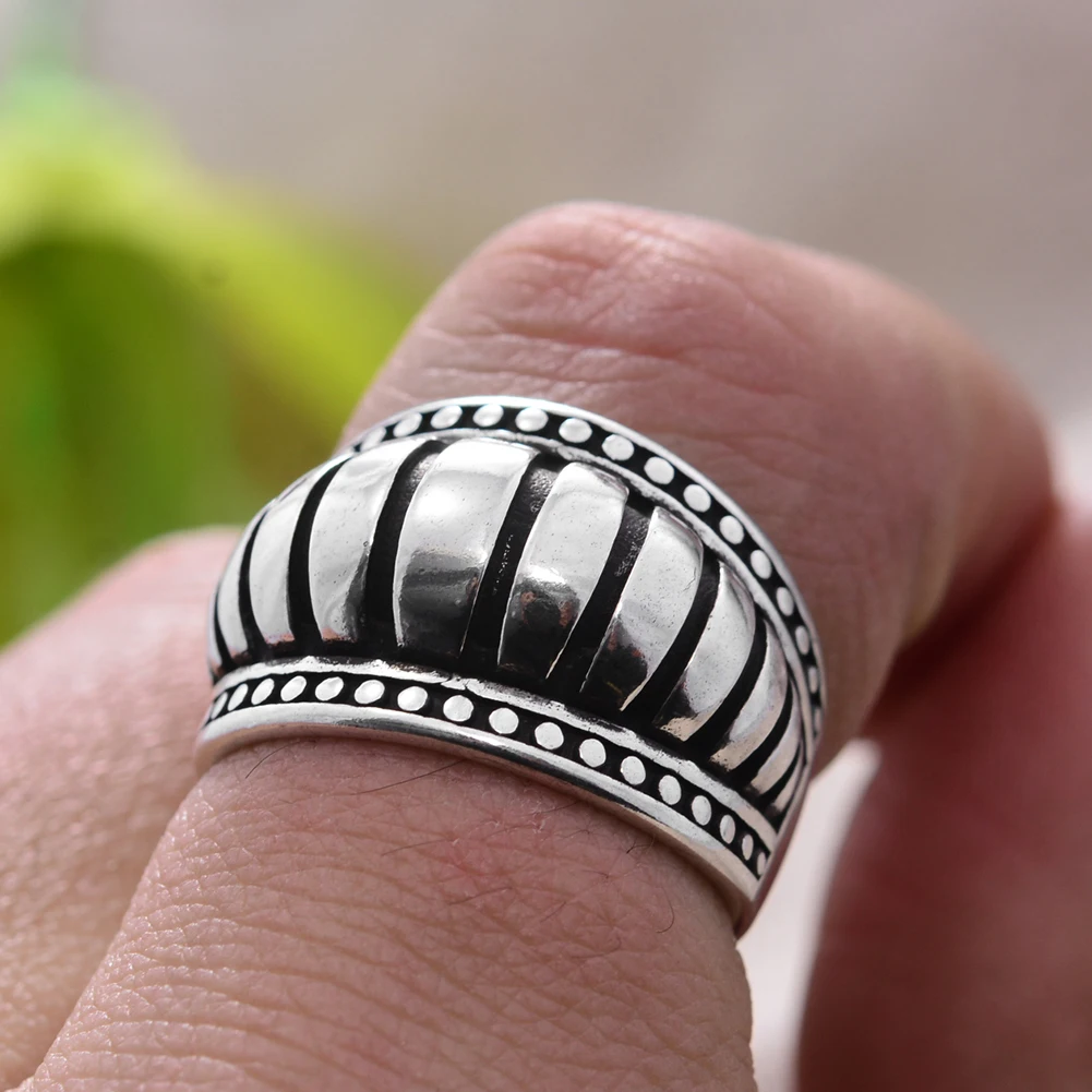Elegant Hot Sell Stripe Design Thai Silver Ladies Ring Original Jewelry For Women Birthday Gift No Fade