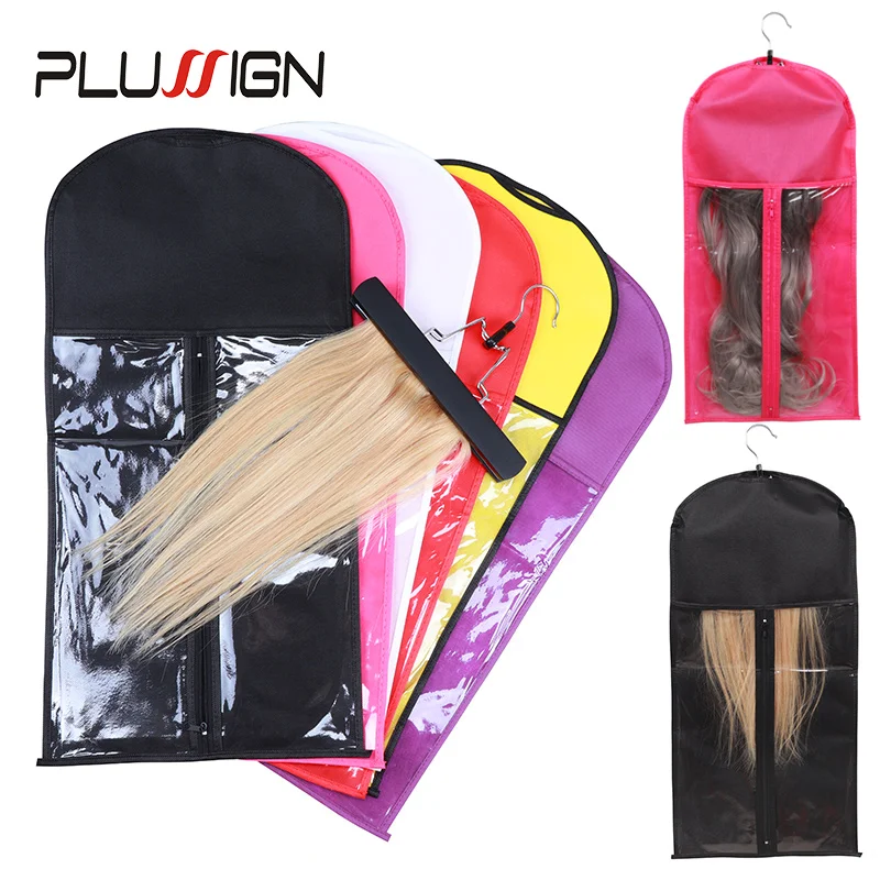 3 teile/los Haar verlängerungen Aufbewahrung tasche tragbare Perücken Aufbewahrung halter Haar teile Trage tasche für Laden/Haus 1pcs Holz Kleiderbügel