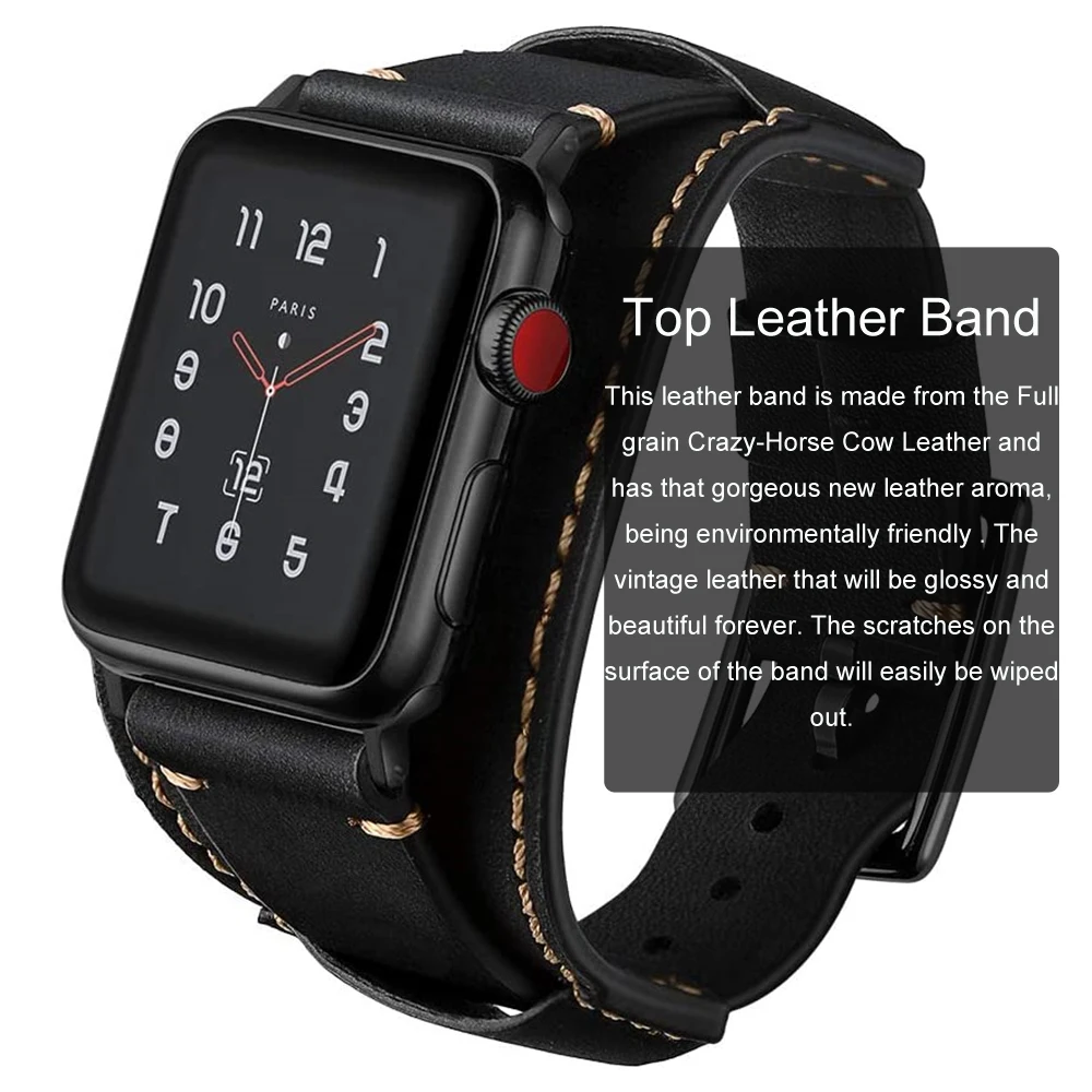 for Apple Watch 7 6 5 4 3 44mm 45mm 41mm band Genuine Leather correa for iwatch bands 42mm strap 40mm 38mm Men Women Wrist belt