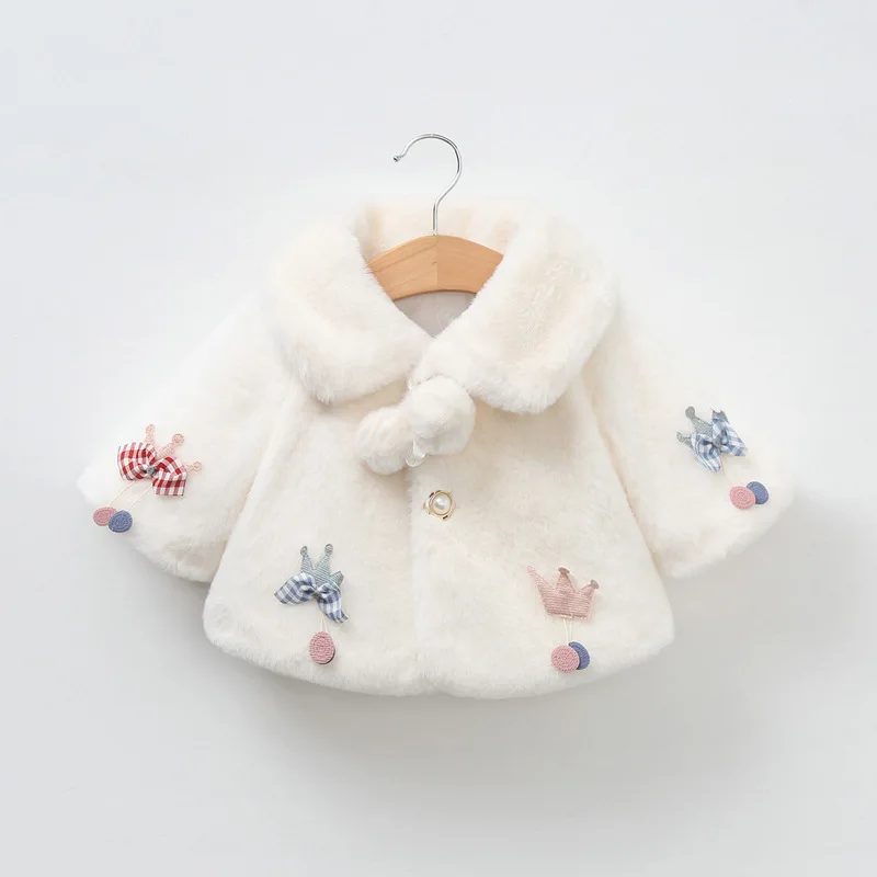 0-18M Baby Jackets For Girls Autumn Warm Plush Coat Cute Christmas Princess Cloak Children's Outerwear Newborn Baby Girl Clothes