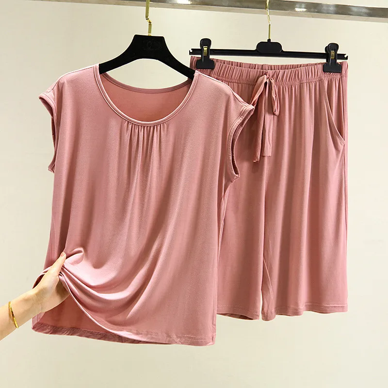 

Новый удобный костюм из полубрюк без рукавов, тонкая летняя женская пижама 2024, пижамный комплект большого размера из модала, домашняя пижама для женщин