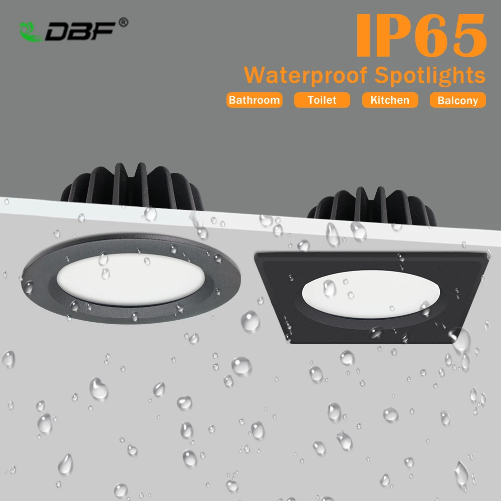 [DBF]IP65 Waterproof Bathroom Light 5W 7W 9W 12W 15W Round/Square Recessed Spot Lamp Bathroom Ceiling Light 3000K/4000K/6000K