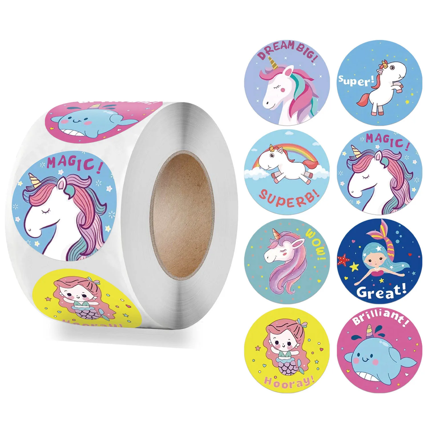 Cute Cartoon Animal Unicorn Sticker kids Reward Sticker Gift Decoration Label Teacher Encouragement Student Stationery Stickers