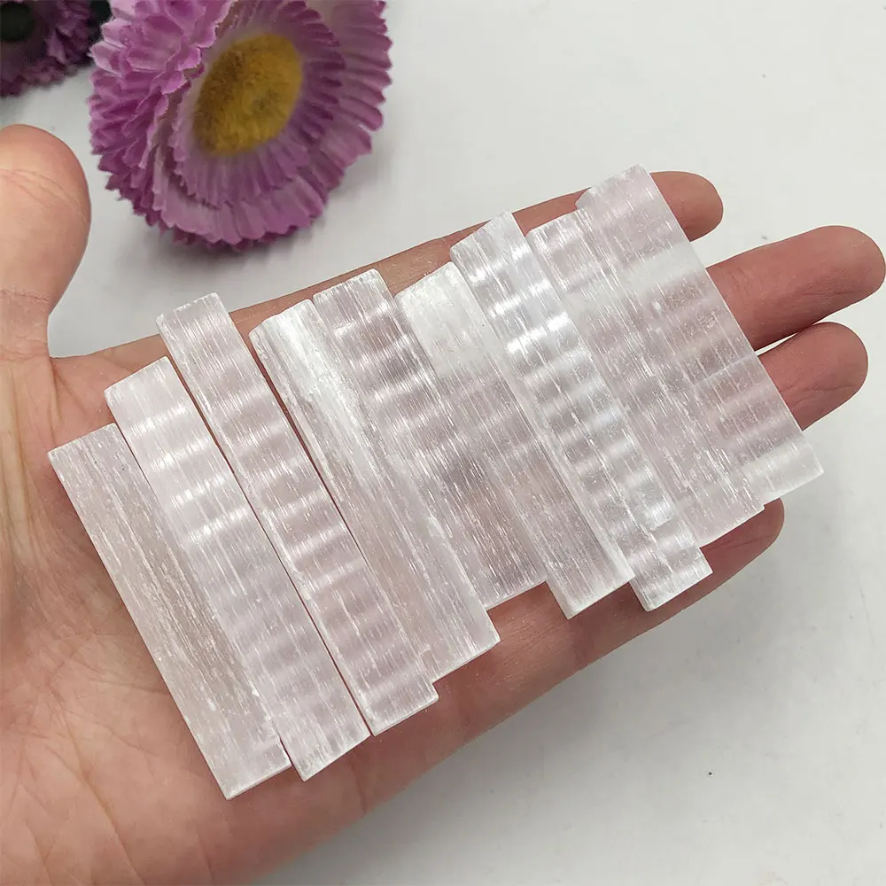 10pcs/Lot Natural Selenite Stick Raw Gypsum Crystal Mineral Healing Stone Reiki Gift Chakra Witchcraft Home Decoration Garden