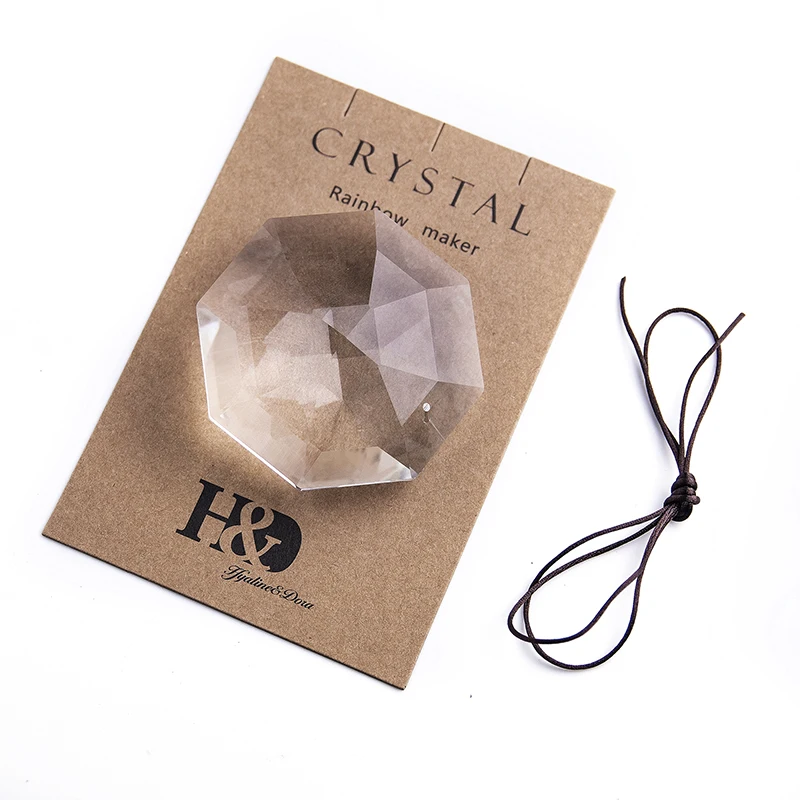 H & D 75mm avize sekizgen kristal Prism prizma Suncatcher Feng Shui dekorasyon gökkuşağı Maker DIY kolye asılı süsleme