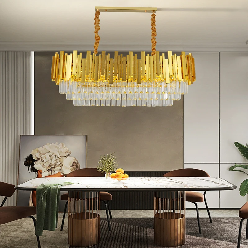 Modern Bedroom Crystal Chandelier Living Room Dining Hall Creative Chandelier Villa Indoor Lighting E14 Hanging Chain Adjustable