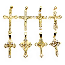 Jesus cross micro white Zircon Pendant crucifix Pendant Contracted fashion Pendant necklace chain DIY jewelry accessories