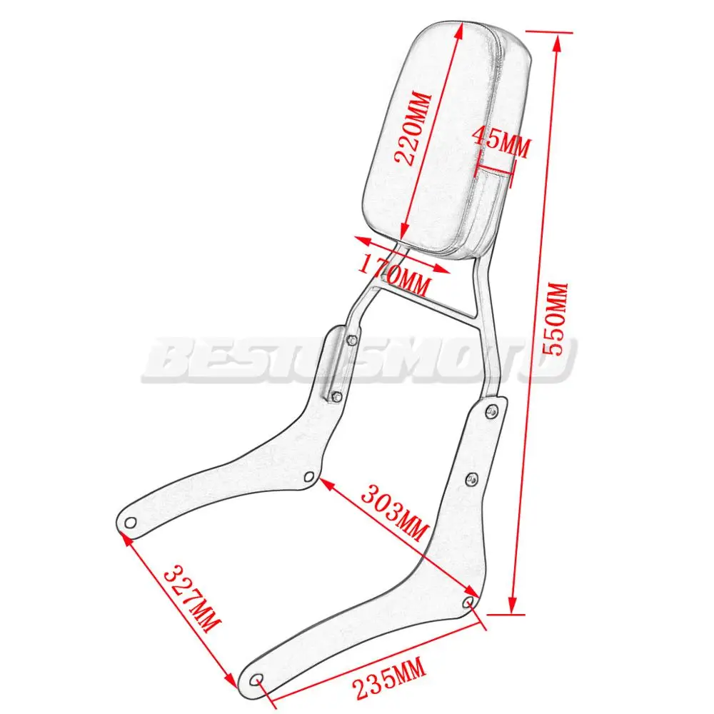 Motorcycle Backrest Sissy Bar For Kawasaki Vulcan VN 900 VN900 Custom Classic 1996-2023 2022 2021 2020 2019 2018 2017 2016