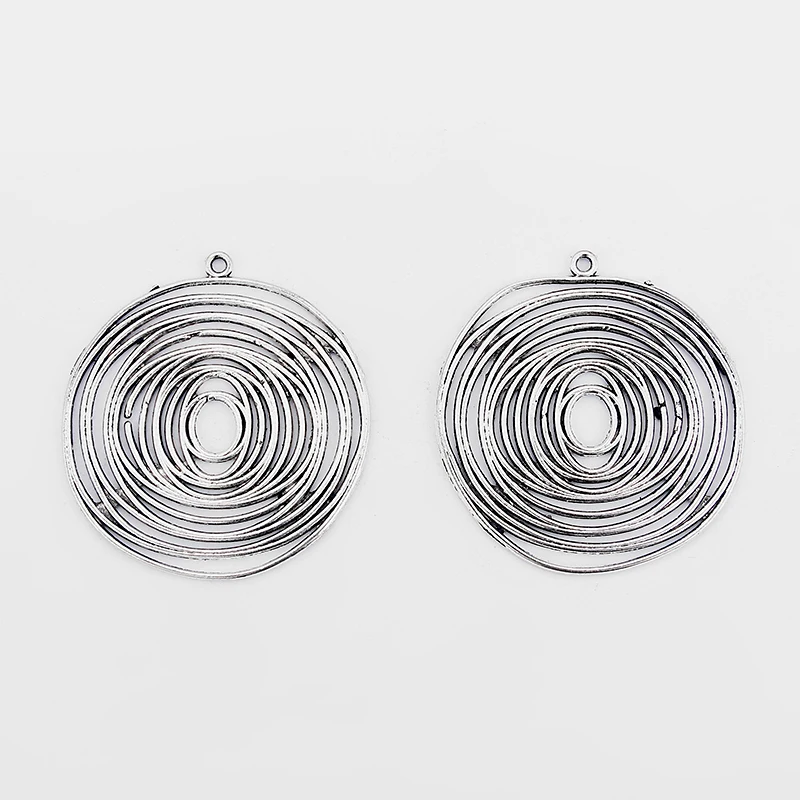 

5PCS Tibetan Silver Color Large Eddy Swirl Spiral Vortex Round Charms large metal pendants jewelry making 45*45mm