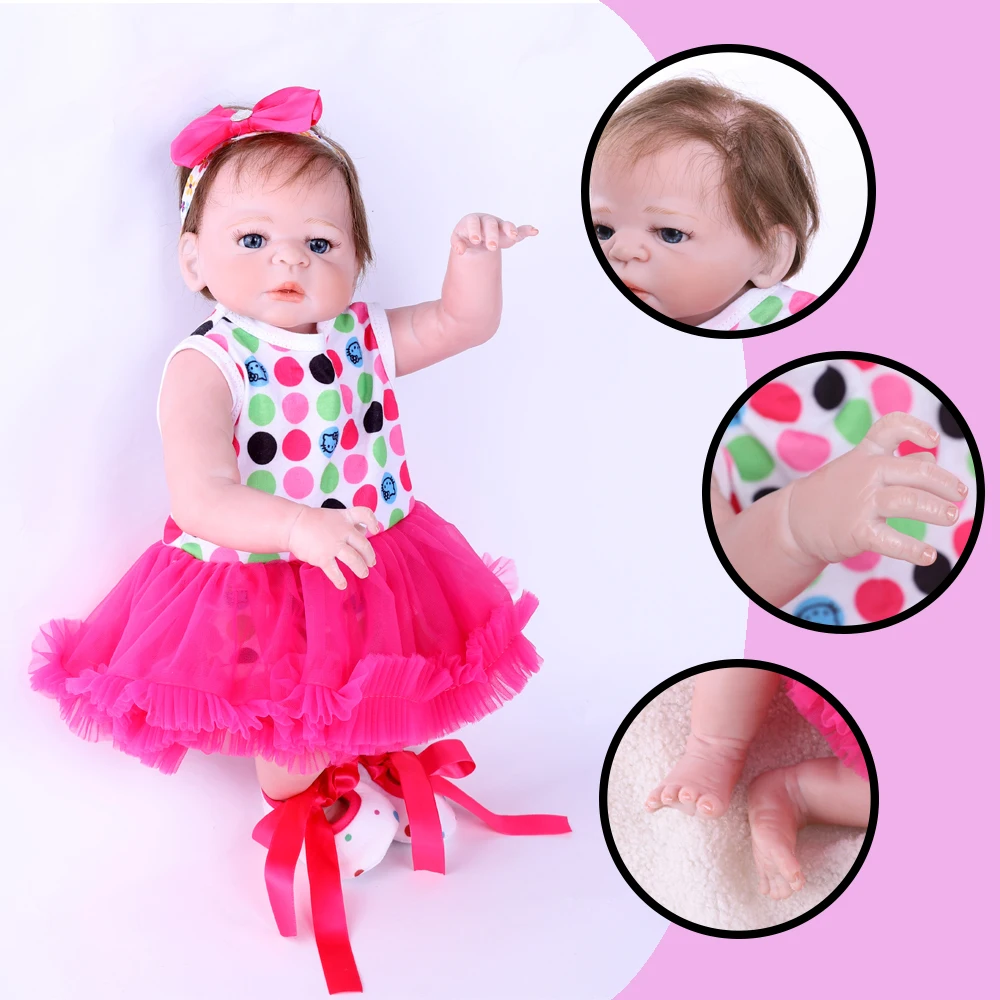 

ZIYIUI Reborn Doll 18 Inch 45Cm Vinyl Silicone Soft Delicate Handmade Washable Little Girl Fashion Gift Kids Toy