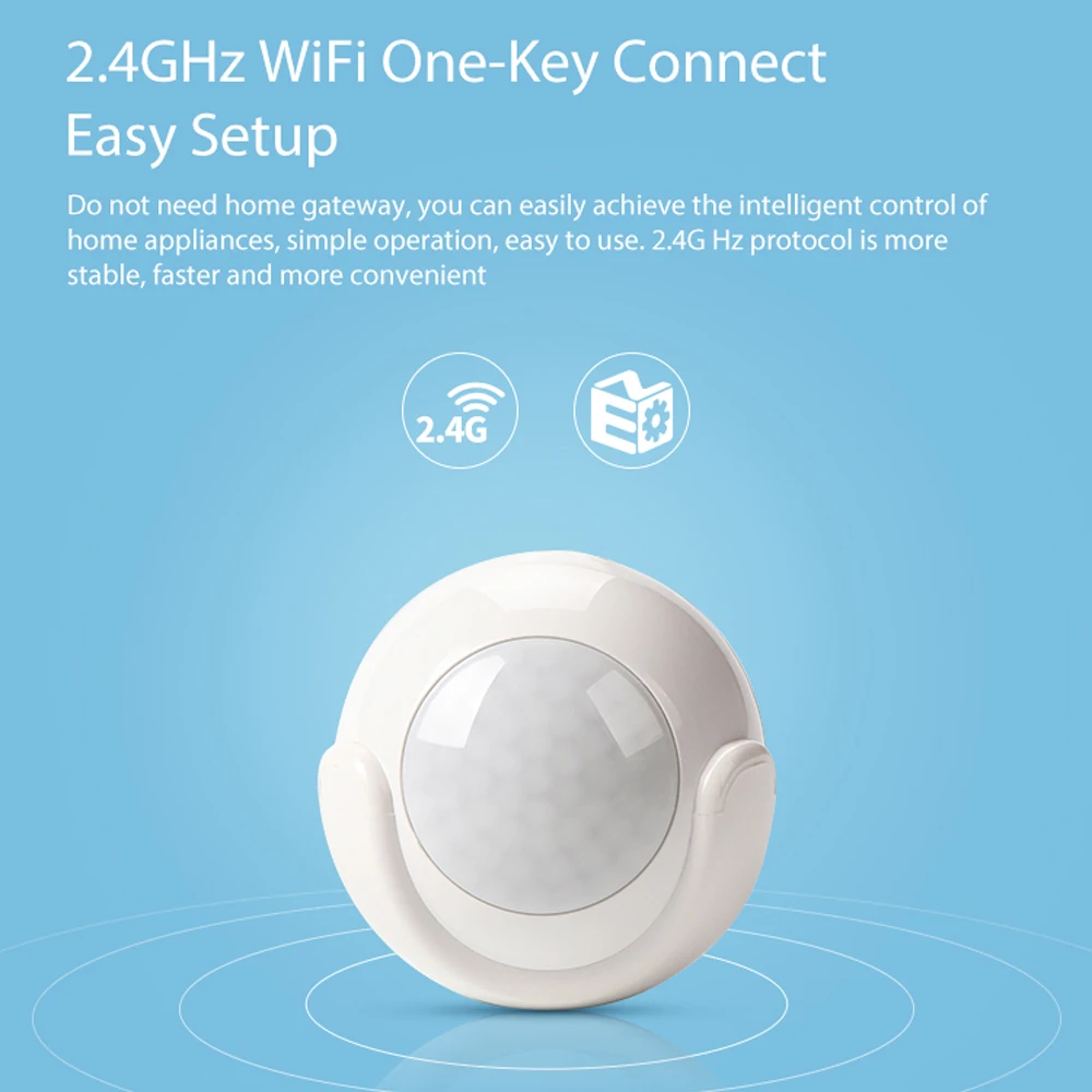Wolf-Guard Mini Smart Pir Motion Sensor Switch Tuya Wifi Ultra-Licht Infrarood Menselijk Lichaam Detector Hoek Verstelbare met Batterij