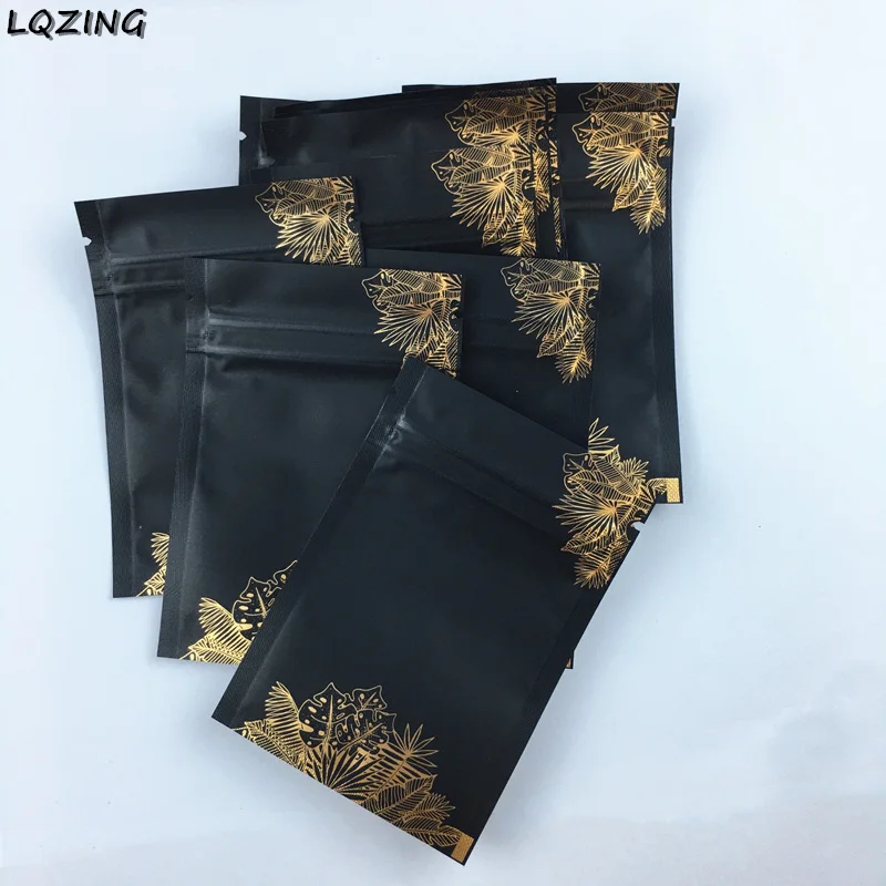 Resealable Matte Black Flat Foil Zip Lock Bag Dried Fruits Ground Coffee Snack Nuts Heat Sealing Packaging Pouches Small