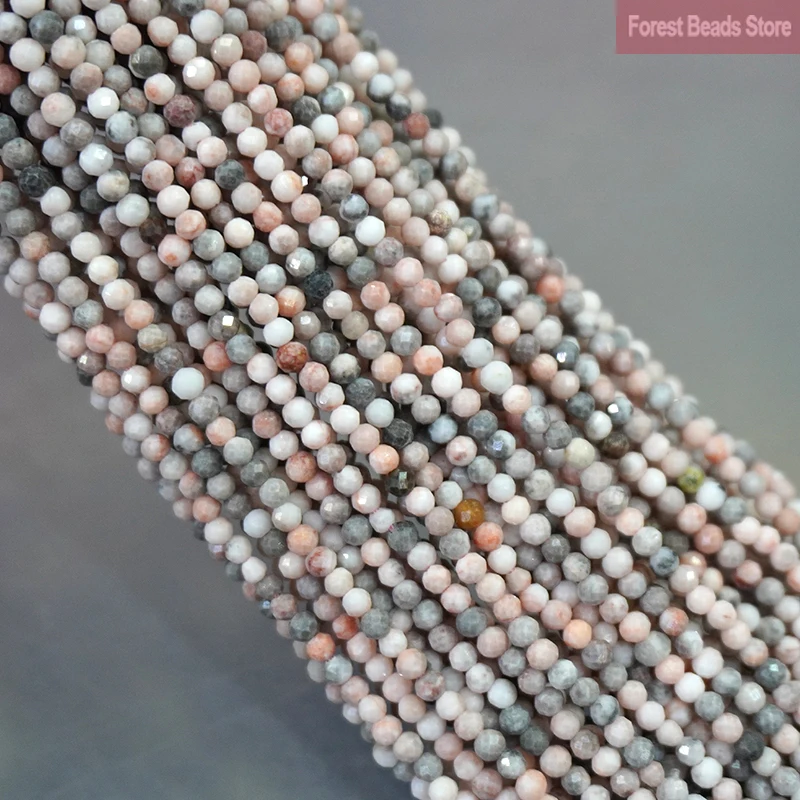Natural Stone Pink Zebra Jaspers Faceted Round Spacer Loose Beads 2mm/3mm  DIY Bracelet Accessories for Jewelry Making 15\'\' Inch