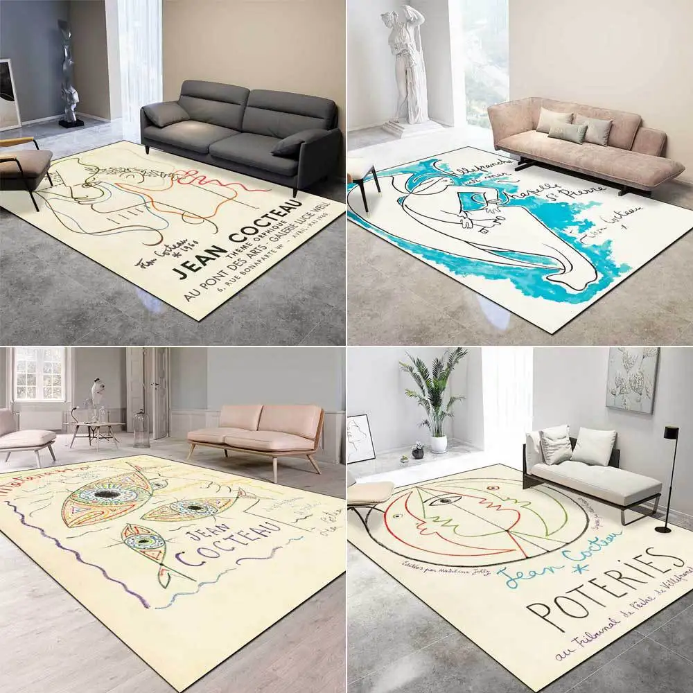 

Geometric Pattern Printed Carpets For Living Room Bedroom Large Area Rug For Modern Home Decoration Anti-slip Floor Mat Washable