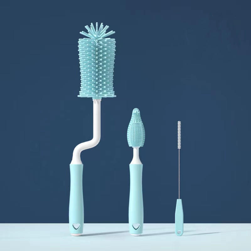  Silicone Bottle Cleaning Brush Baby Pacifier Straw Scrubber Small Brush 360 Degree Glass Cup Washing Kitchen Cleaning Tool Set 