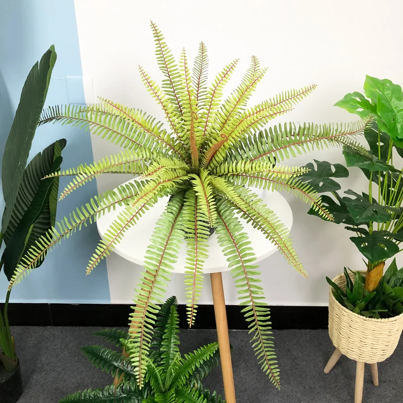 65cm 30 folhas grande palmeira artificial tropical cycas plantas de plástico folhas persas plantas de suspensão de parede para decoração de escritório em casa