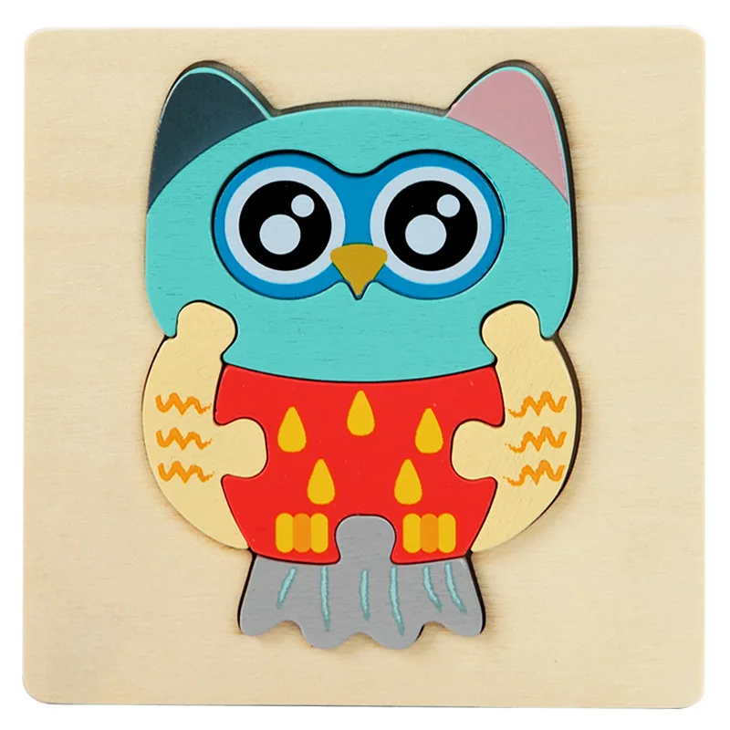 Kinder Holzspielzeug 3D Holzpuzzle Cartoon Tiere Kognitives Puzzle Frühes Lernen Lernspielzeug für Kinder Geschenk