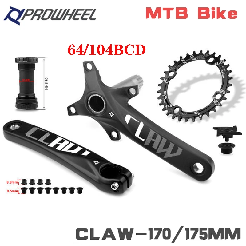 PROWHEEL Mtb crank 170 bicycle crank set Hollowtech 2 Bcd crown 104 arm for mountain bike crank 175 and sprockets