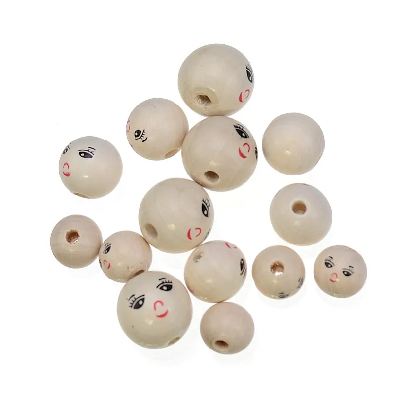 

20/50PCs Smiling Face Wooden Beads Spacer Beads For Baby DIY Crafts Kids Toys Spacer Beading Bead Jewelry Making DIY