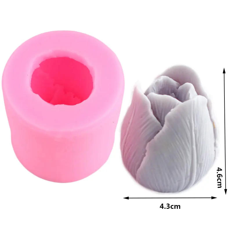 3D Tulip Candle Mold Handmade Flower Soap Silicone Mold Plaster Aromatherapy Molds Chocolate Candy Fondant Cake Decorating Tools