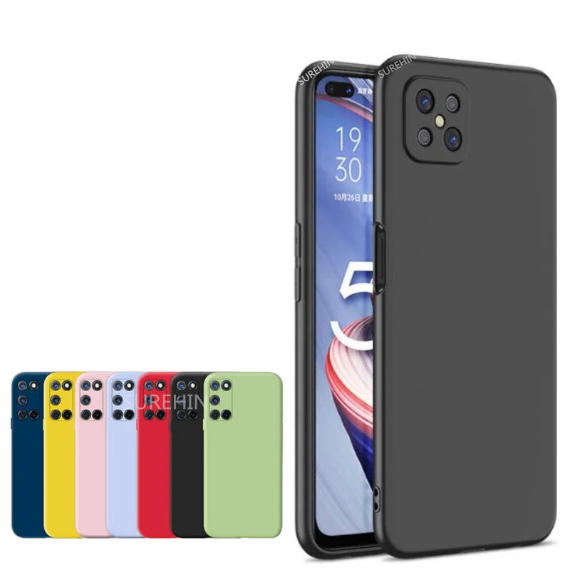 for OPPO A92S case soft silicone full camera lens protective funda purple green yellow blue black red pink cover shell