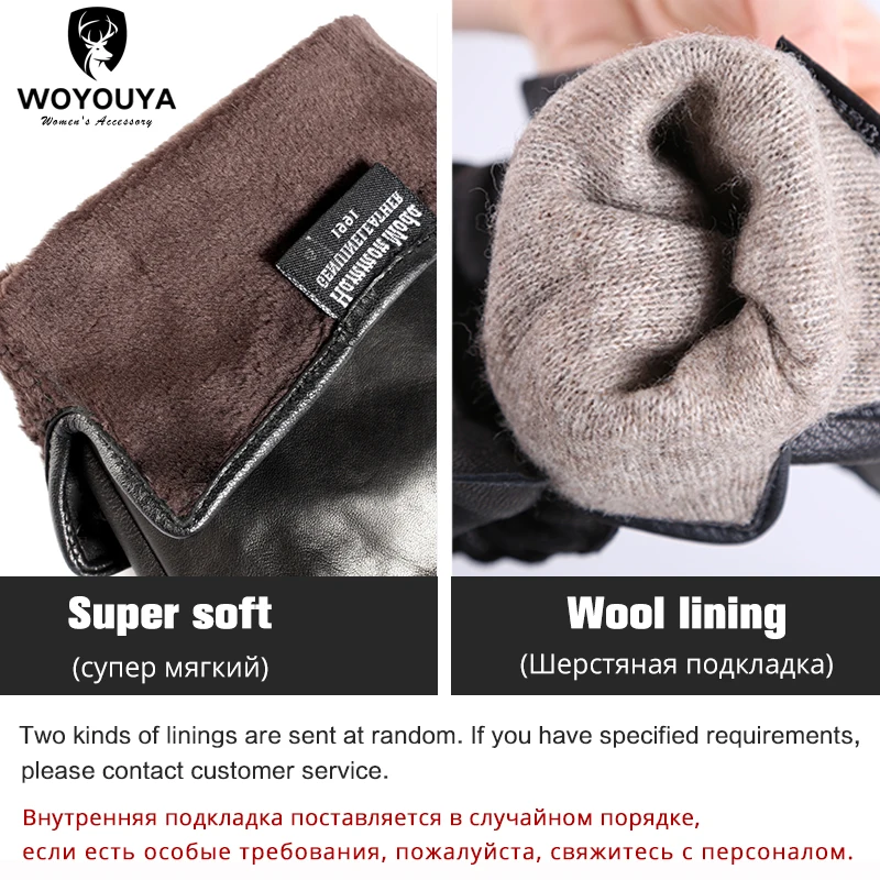 Guantes de piel de oveja para hombre, de alta gama, cálidos, de invierno, color negro, a la moda, Comfortable-8008Y