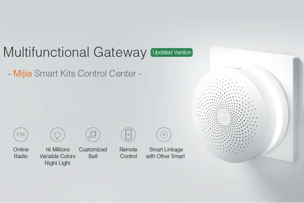 Original Xiaomi Gateway 2 Mijia Smart Home Kits Gateway Hub Alarm System Control Radio Yi Camers Mi Door Sensor Bell Temperature