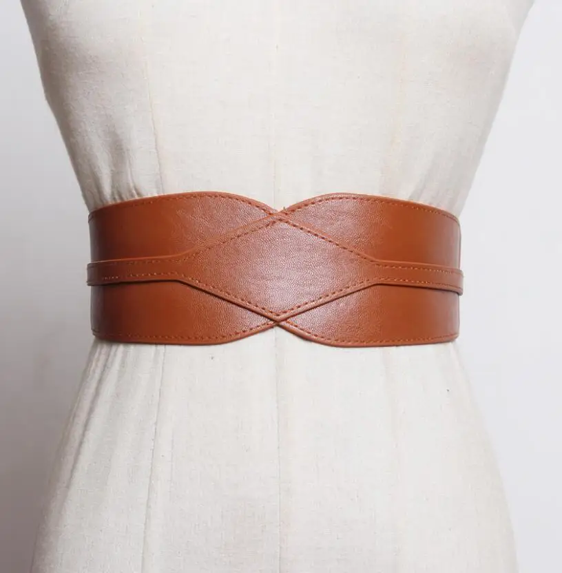 

Women's runway fashion pu leather elastic Cummerbunds female Dress Corsets Waistband Belts decoration wide belt R2561