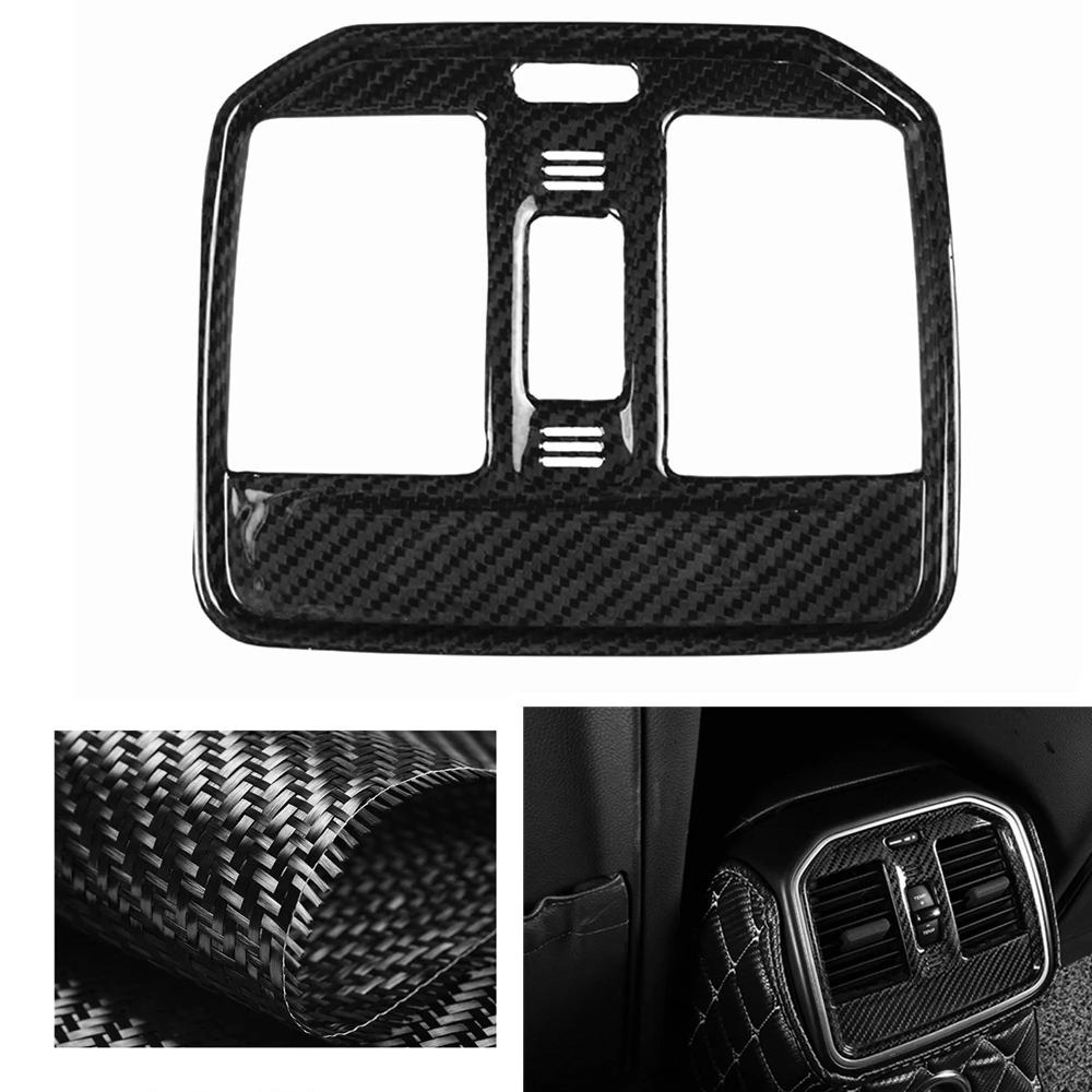 

For Porsche Macan 2014-2020 Real Carbon Fiber Car Rear Air Outlet Vent Trim Fresh Conditioning Cover Sticker Frame Strip Bezel