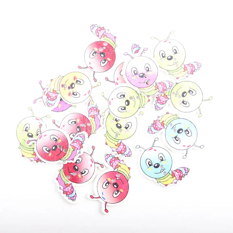 20pcs 25x26mm Mixed Painted Wooden decorative Buttons For Sewing Scrapbooking Crafts