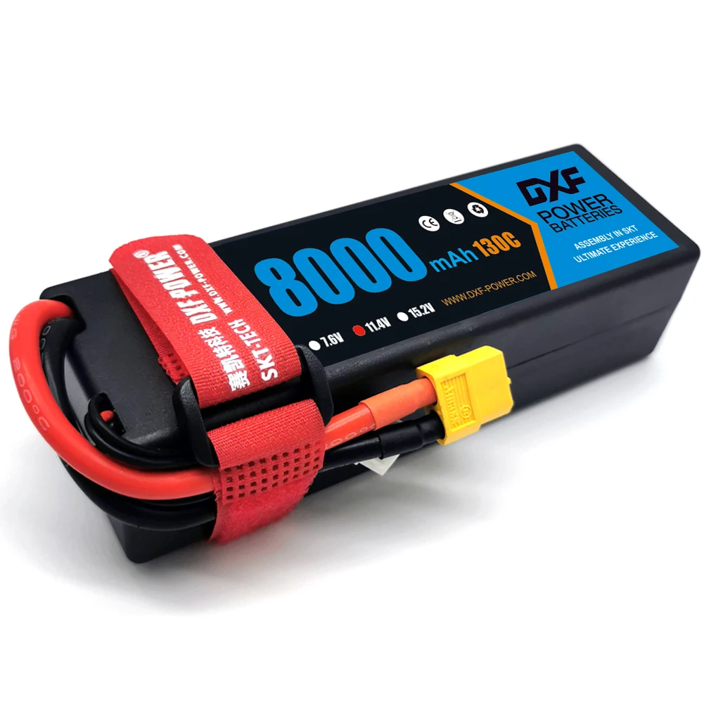 DXF 2PCS Akumulator Lipo 2S 3S 4S 7.6V 11.4V 15.2V 8000MAH 130C 260C HV Do 1/8 1/10 Buggy Truggy Truck Off-Road Boat four drive