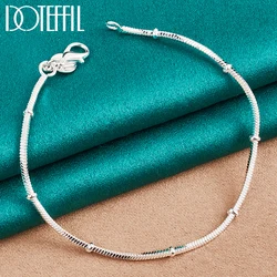 DOTEFFIL 925 Sterling Silver 2mm Snake Bone Bead Chain Bracelet For Man Women Wedding Engagement Party Fashion Jewelry
