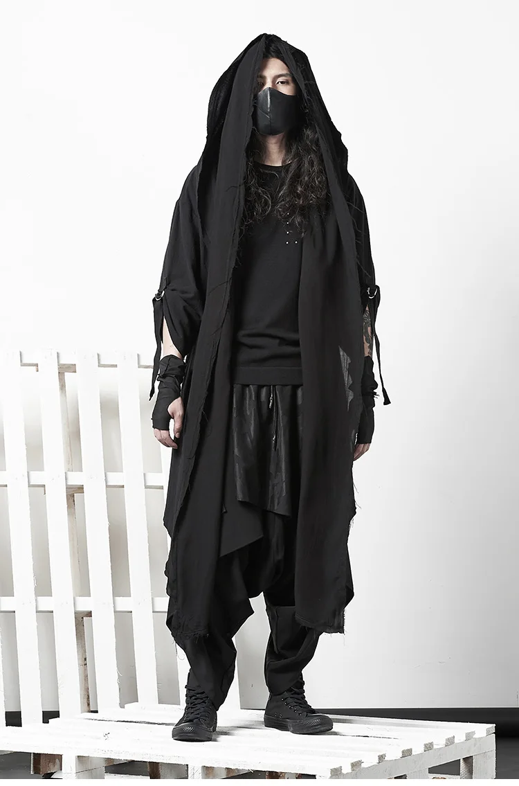 

Diablo thin cloak personality cloak casual jacket male trendy gothic fake two over-the-knee robes