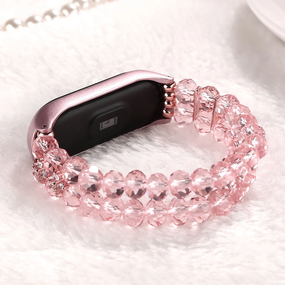 Women Dressy Mi Band 7/ 8 Bracelet Bling Watchband Crystal Beads Strap for Xiaomi Mi Band 3 4 5 6 Wristband Luxury Accessories