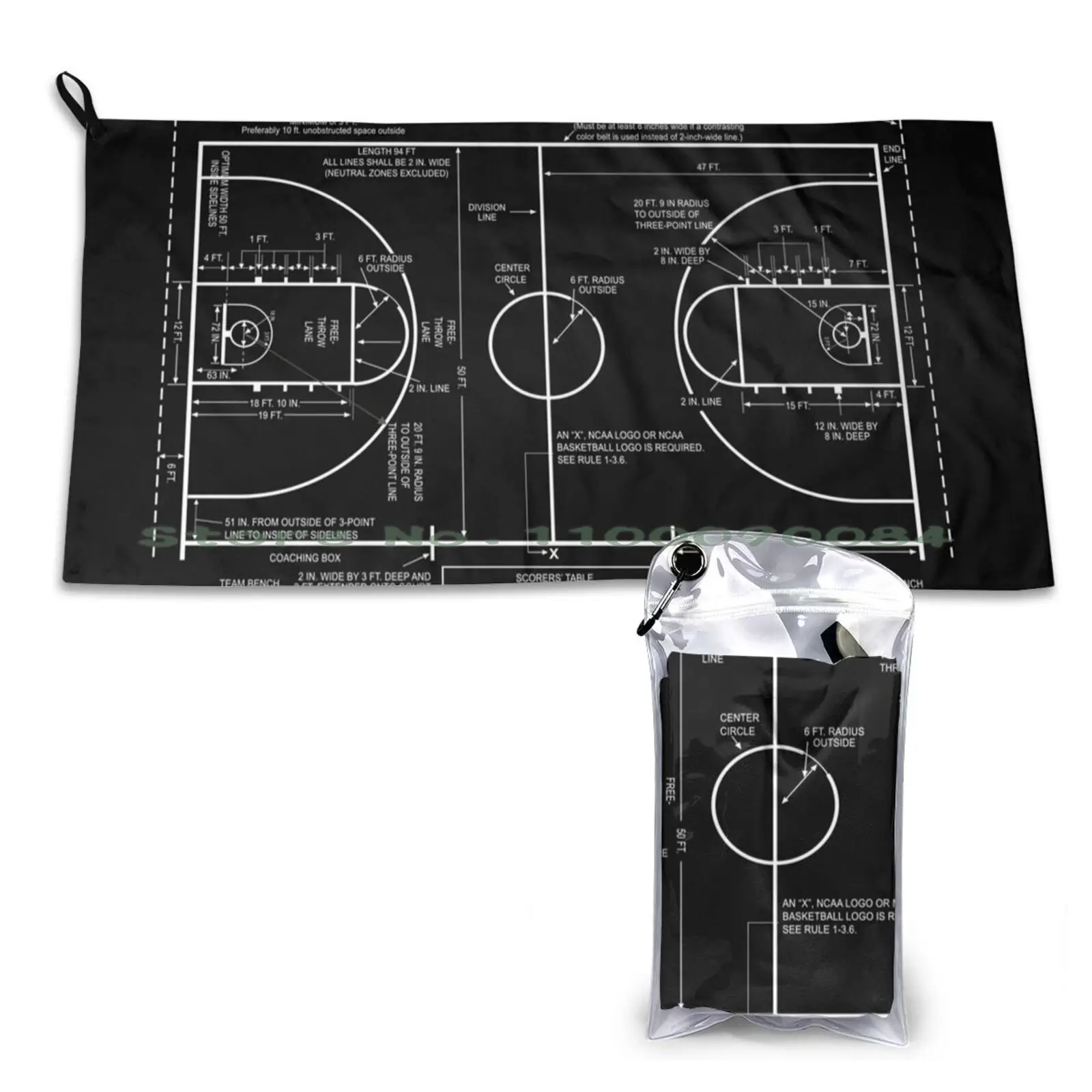 

Basketball Court Quick Dry Towel Gym Sports Bath Portable Basketball Court Patent Blueprint Sign Chalkboard Vintage Game Sports