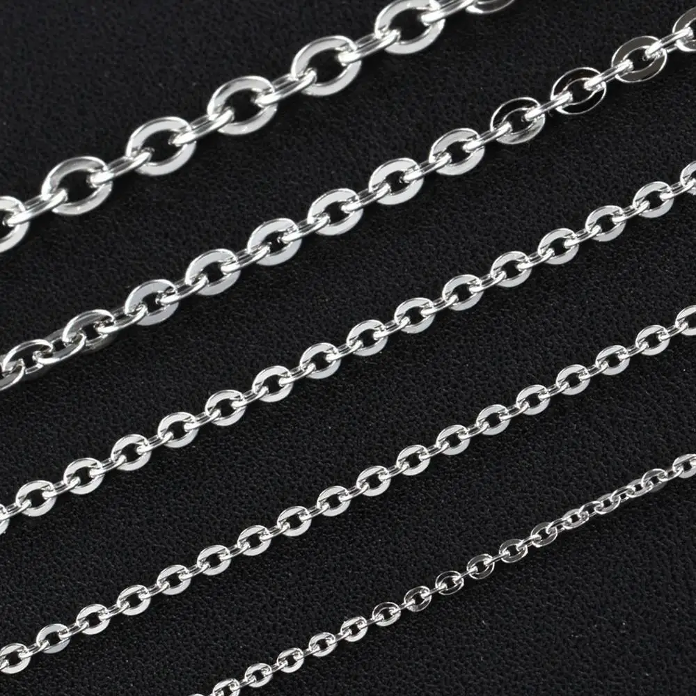 Wholesale 1.5/2/2.4/3.2mm Stainless Steel Cross Link Chain Necklace 10/20/50/100pieces In Bulk Women Mens DIY Jewelry