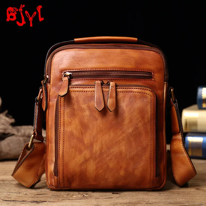 

New Leather Men's Bag Handbag Casual Men Messenger Bag Vintage Shoulder Bag Small Version of Vertical Section Crossbody Bags