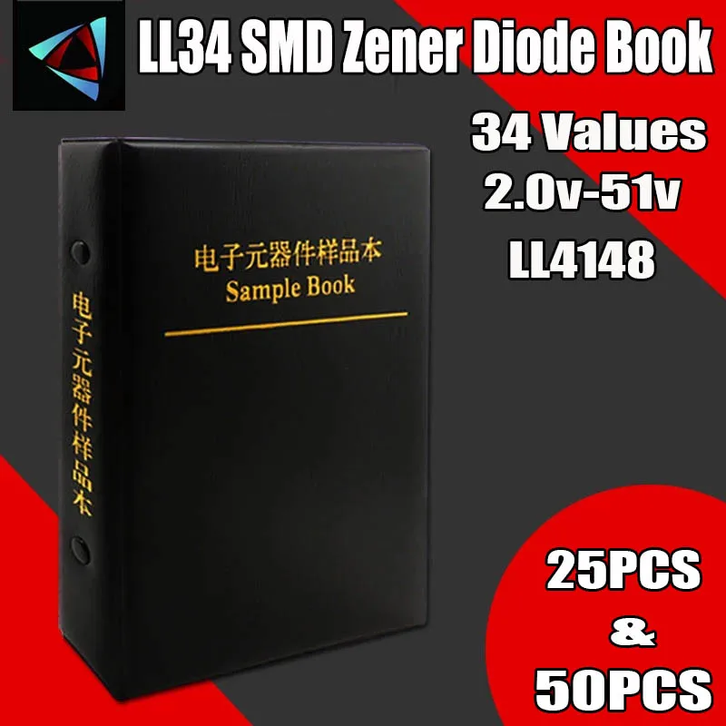 LL34 SMD Zener Diode Book LL4148 1/2W 2v-510v 34Values Package Assorted Kit 0.5W Eries Sample Book Commonly Used Sample Kit