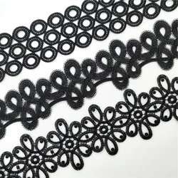 Black/White Clothing Embroidery Hollow Lace Fabric Trim Ribbons 1yard DIY Sewing Handmade Craft Materials Embroidered Fabric