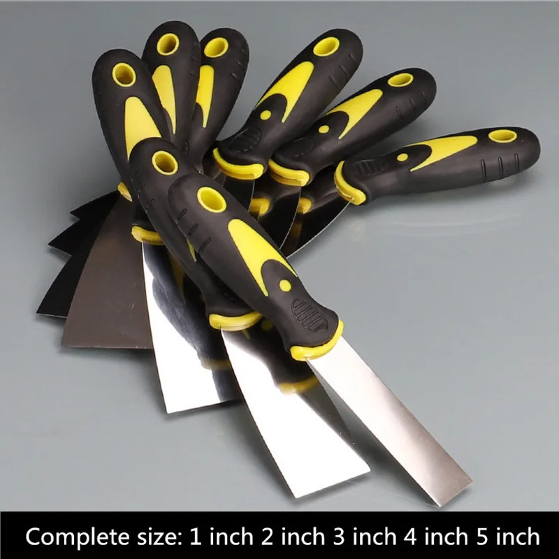 Stainless steel putty knife 1,2,3,4,5 inch Plastic handle plastering trowel Wall Scraper Shovel Flooring Tile Construction Tool