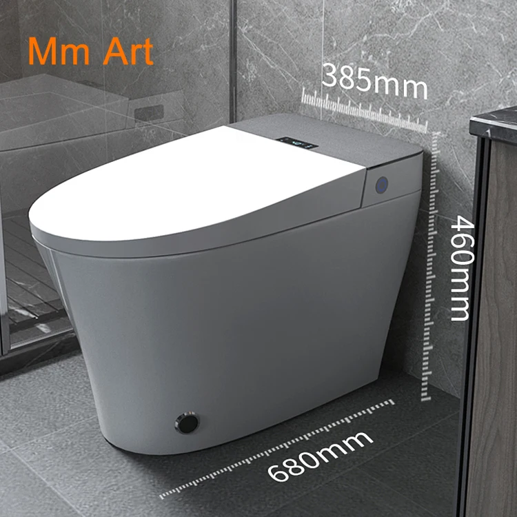 Imagem -02 - Totalmente Automático Design de Luxo Eletrônico Bidé Elétrico Sifônico Flush Smar Preto Inteligente wc Closestool Uma Peça